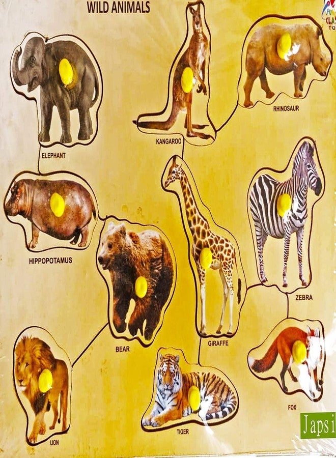 JAPSI Wild Animals Wooden Educational Board Puzzle, 9 Animals, Non-Toxic, for Pre-School Kids 3 Years and Above - Image 5